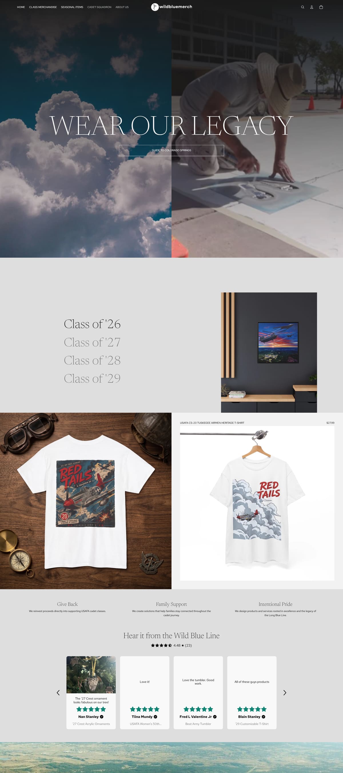 The Wild Blue Merch website